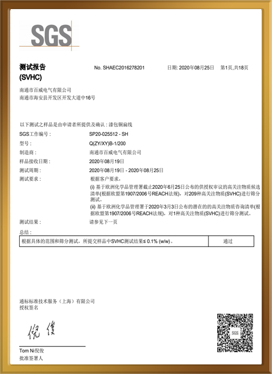SGS Certificate