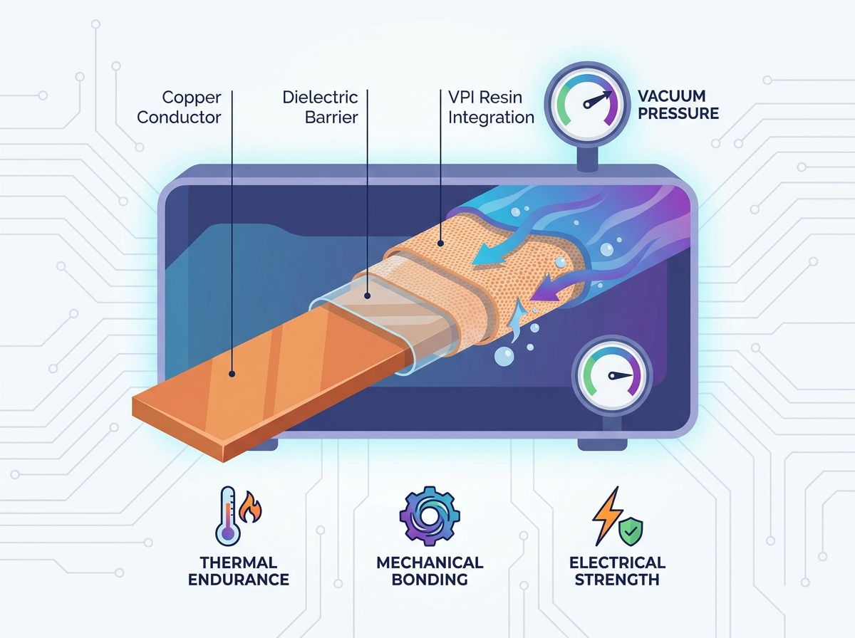 Thermal testing of nonwoven film-wrapped flat wire