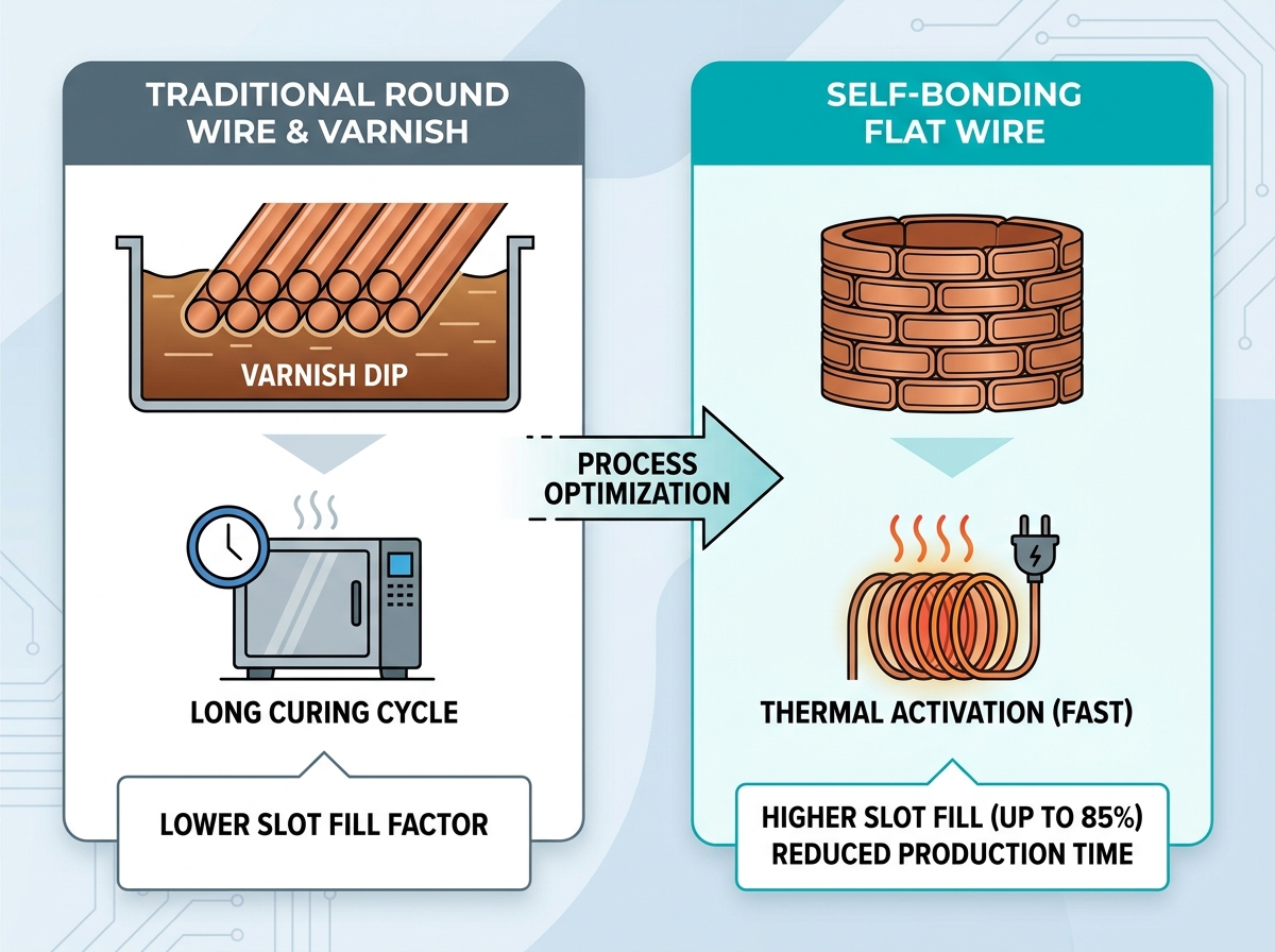 Self-Bonding Enameled Flat Wire